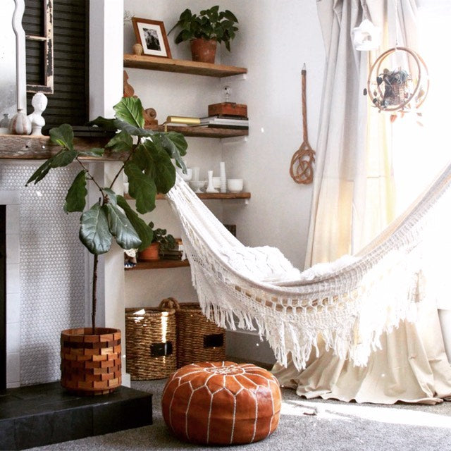 Elicia's Beautiful Bohemian Styled Home in Virginia -Featuring our Caramel Moroccan Pouf | Ottoman