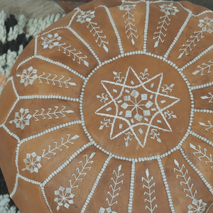 Moroccan Pouf | Ottoman Embroidery+ Caramel