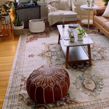 Load image into Gallery viewer, Moroccan Pouf | Ottoman Embroidery+ Brown