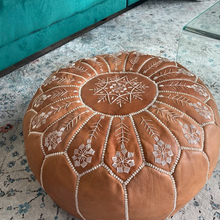 Load image into Gallery viewer, Moroccan Pouf | Ottoman Embroidery+ Caramel