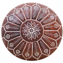 Load image into Gallery viewer, Moroccan Pouf | Ottoman Embroidery+ Brown