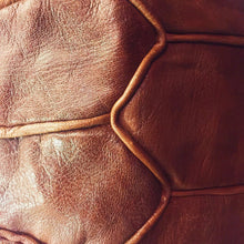Load image into Gallery viewer, Moroccan Pouf | Ottoman Brown Leather Seams
