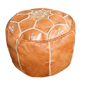 Moroccan Pouf | Ottoman Star Embroidered Caramel