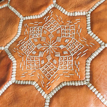 Load image into Gallery viewer, Moroccan Pouf | Ottoman Star Embroidered Caramel