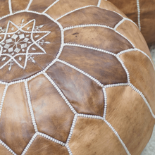 Load image into Gallery viewer, Moroccan Pouf | Ottoman Dye Free Oiled Natural Leather