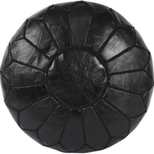 Load image into Gallery viewer, Moroccan Pouf | Ottoman Black + Black Stitching