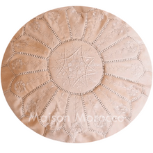 Load image into Gallery viewer, Moroccan Pouf | Ottoman Natural Beige Blush Embroidered