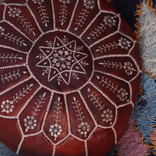 Load image into Gallery viewer, Moroccan Pouf | Ottoman Embroidery+ Brown