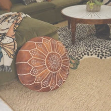 Load image into Gallery viewer, Moroccan Pouf | Ottoman Embroidery+ Caramel