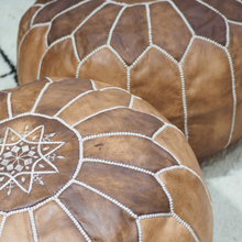 Load image into Gallery viewer, Moroccan Pouf | Ottoman Dye Free Oiled Natural Leather