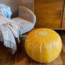 Load image into Gallery viewer, Moroccan Pouf | Ottoman Mustard Yellow