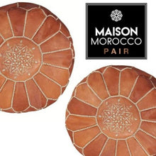 Load image into Gallery viewer, caramel brown moroccan pouf