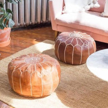 Load image into Gallery viewer, caramel brown moroccan pouf