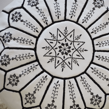 Load image into Gallery viewer, Moroccan Pouf | Ottoman White with Black Embroidery