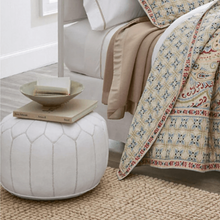 Load image into Gallery viewer, Moroccan Pouf | Ottoman White on White Stitching