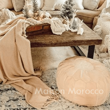 Load image into Gallery viewer, Moroccan Pouf | Ottoman Natural Beige Blush