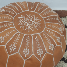 Load image into Gallery viewer, Moroccan Pouf | Ottoman Embroidery+ Caramel