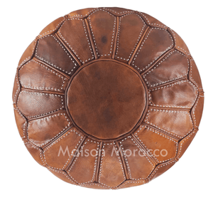 Moroccan Pouf | Ottoman Leather Embroidered