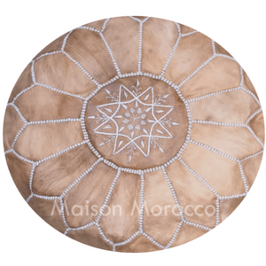 Moroccan Pouf | Ottoman Dye Free Natural Leather