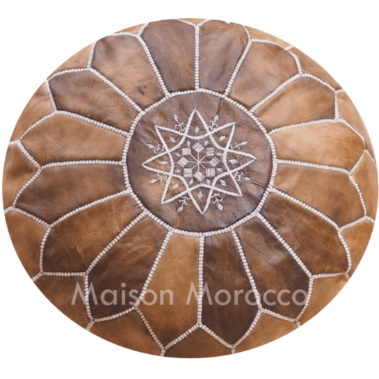Moroccan Pouf | Ottoman Dye Free Oiled Natural Leather
