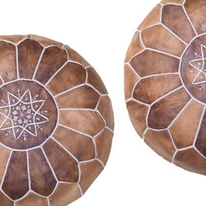 Moroccan Pouf | Ottoman in Shades of Brown x2