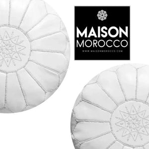 Moroccan Pouf | Ottoman White on White x2