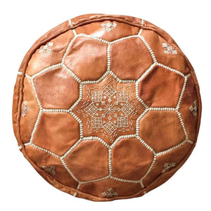 Moroccan Pouf | Ottoman Star Embroidered Caramel